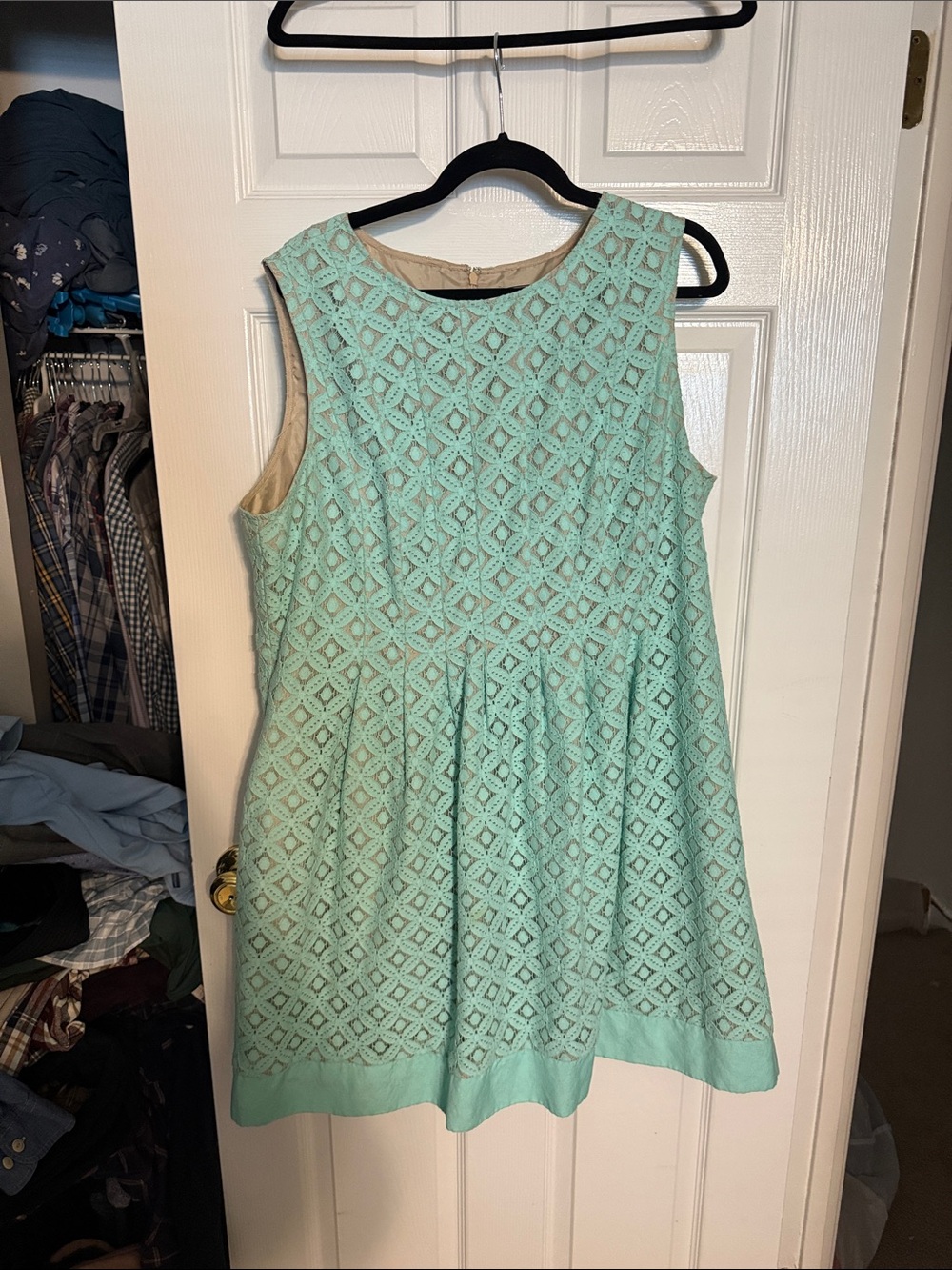 Sleeveless Lace Fit & Flare Dress - Mint